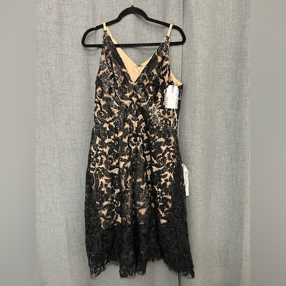 Dress the Population Sleeveless Veiled Fit & Flare Midi Dress - Picture 3 of 8